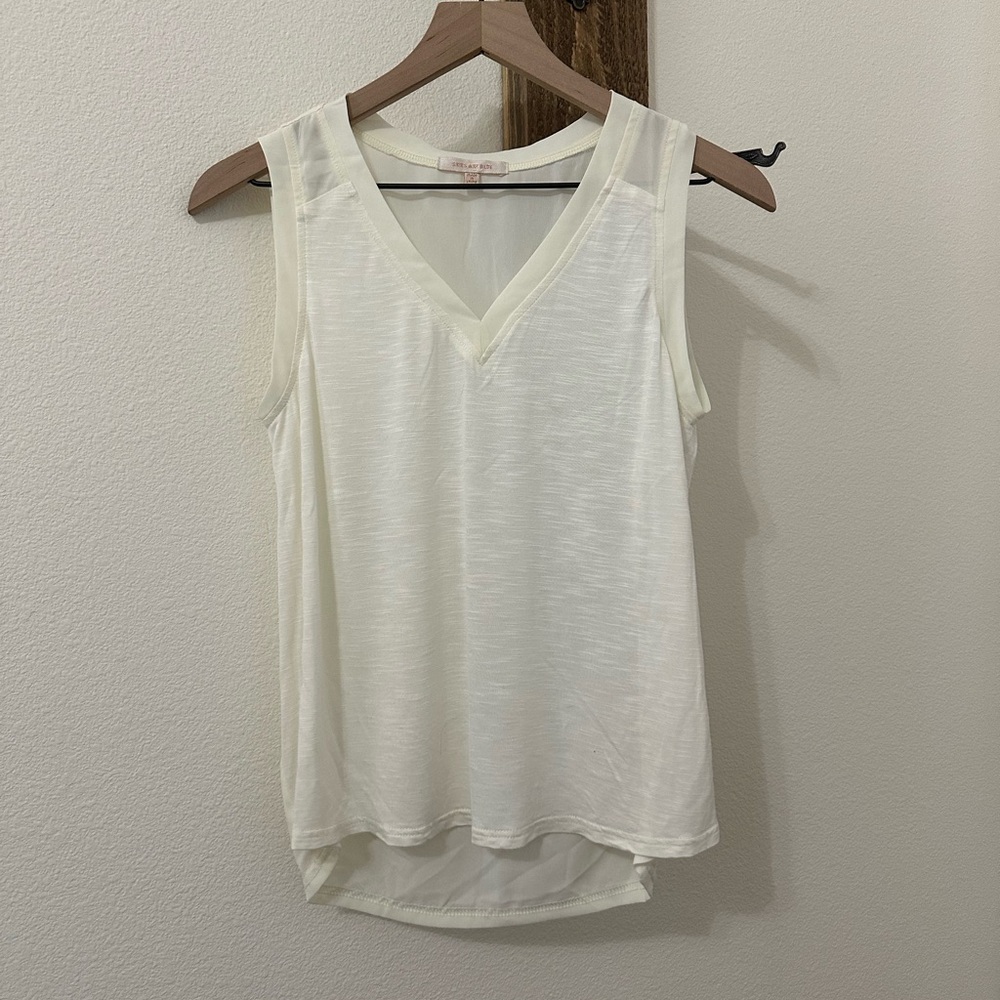 Skies Are Blue Cream V-Neck Tank Top